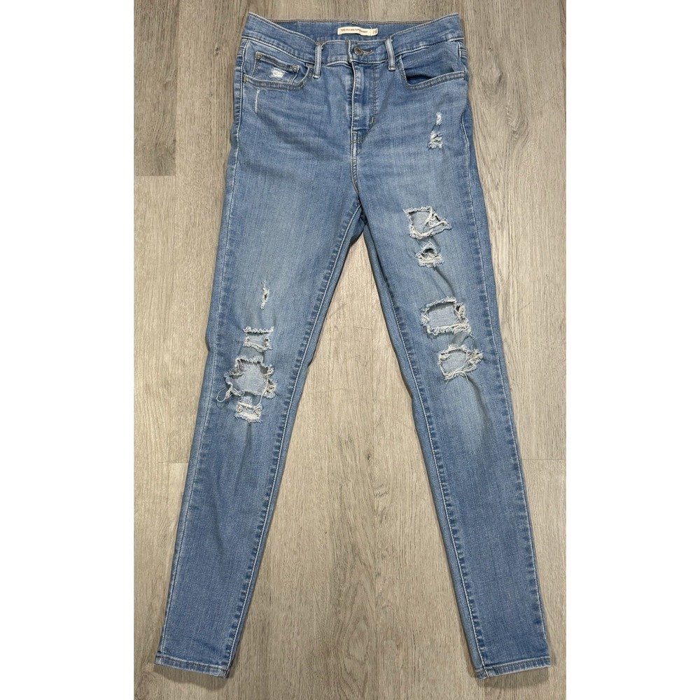 Levi's 720 High Rise Super Skinny Jeans Women Size 28 Distressed Light Blue